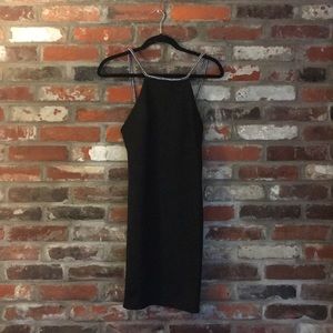 Topshop mini black dress with rhinestone straps